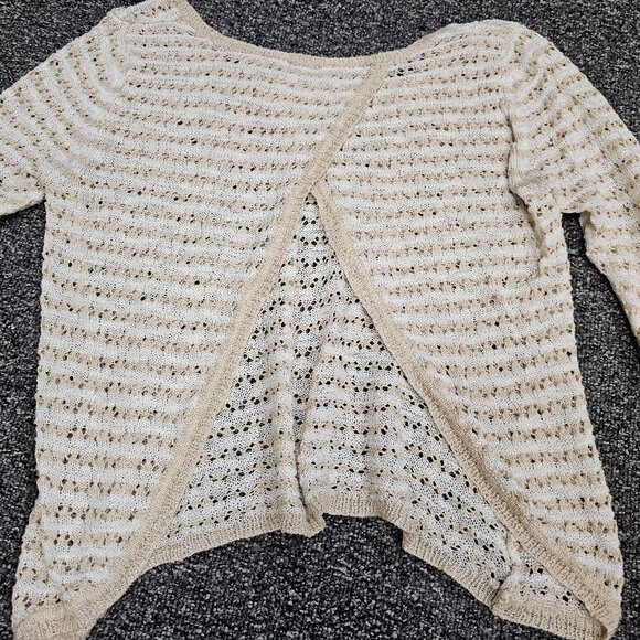BOGO🎀Loose Woven Stripe Sweater with Open Back- Size L - Picture 5 of 5